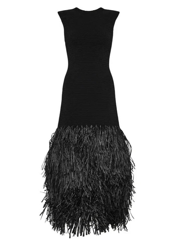 Becalel Fringe Backless Maxi Dress