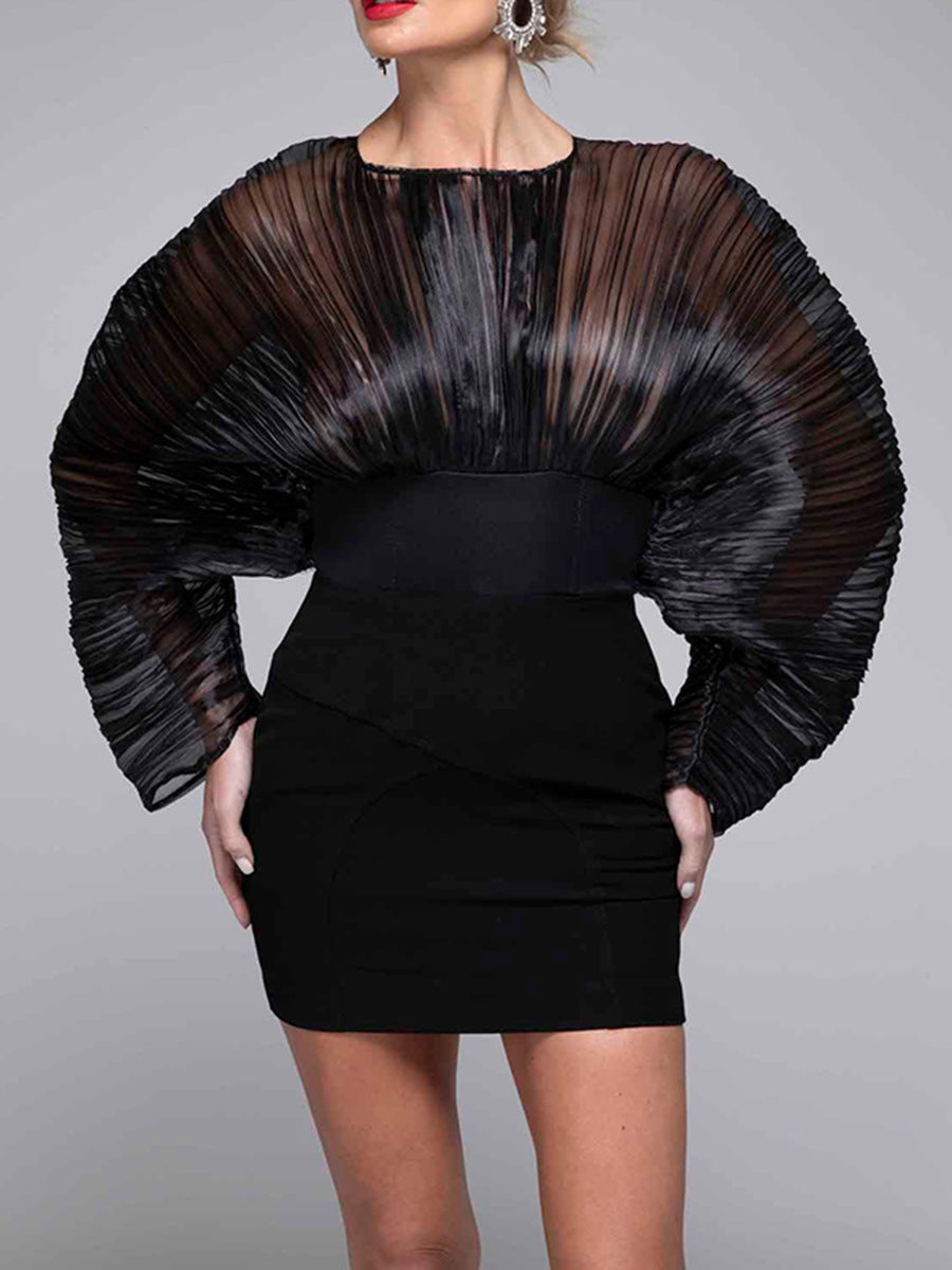Anasta Mesh Ruch Mini Dress