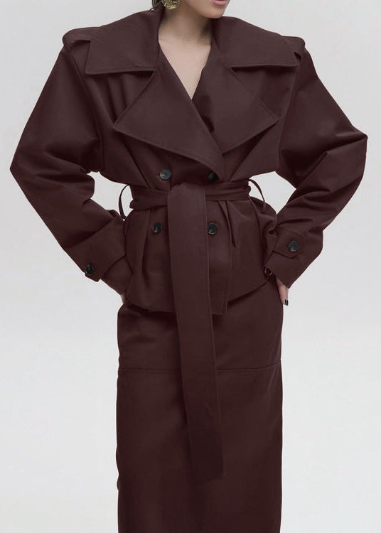 Farit Trench Coat Skirt Set