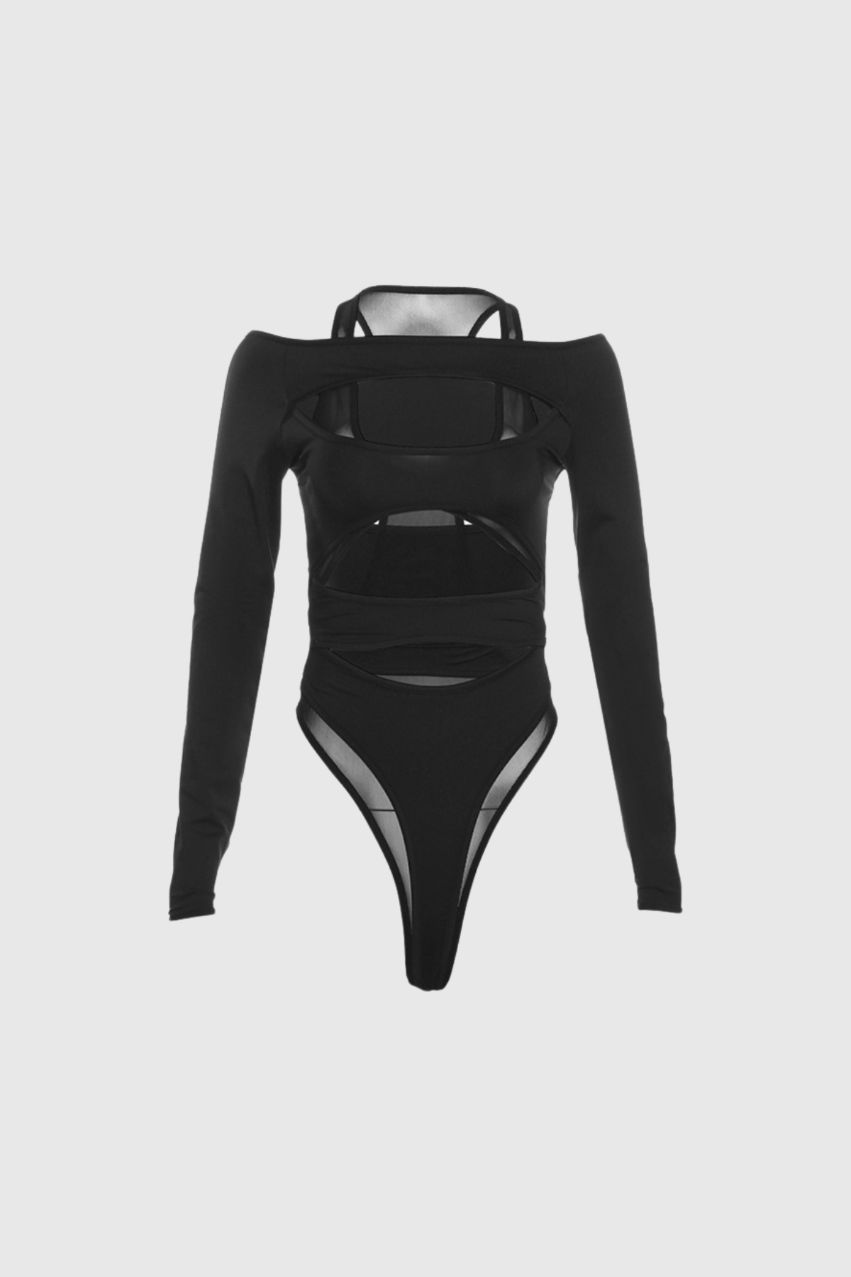 Apolinary Cutout Mesh Asymmetric Bodysuit