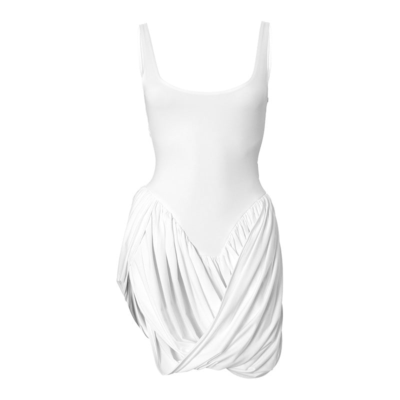 Bela Asymmetric Ruch Sleeveless Mini Dress