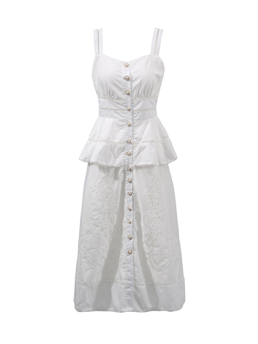 Eesa Cutout Ruffle Midi Dress