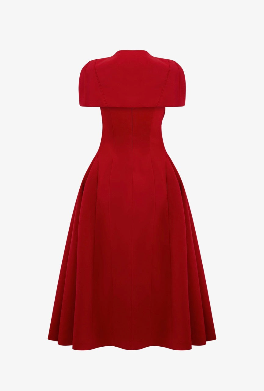 Detta Sleeveless Asymmetric Ruch Midi Dress