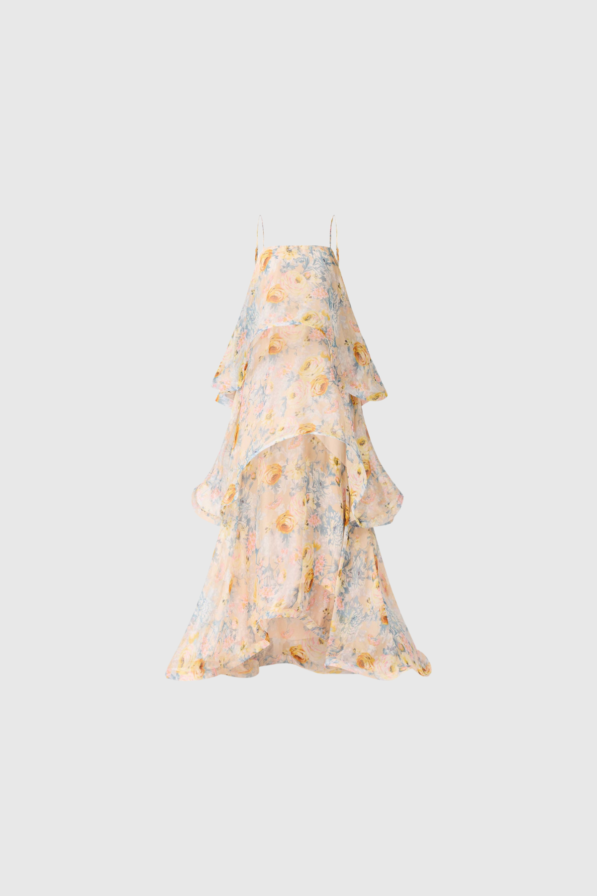 Hannie Floral Tiered Maxi Dress In Yellow