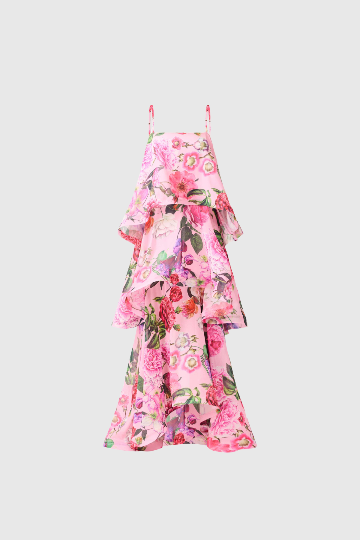 Hannie Floral Tiered Maxi Dress In Pink