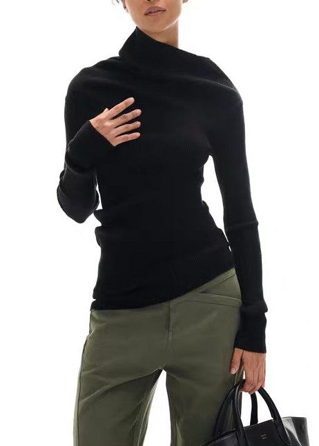 Dymitr Asymmetric Knit Top In Black