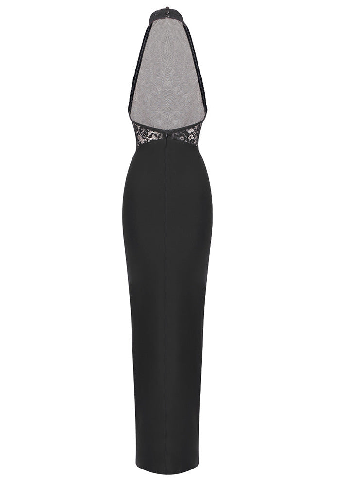 Danielius Cutout High Split Lace Maxi Dress