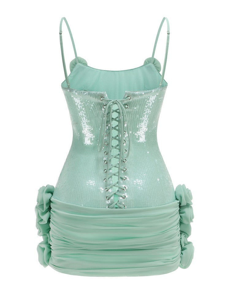 Bobbie Sequin Ruch Mini Dress