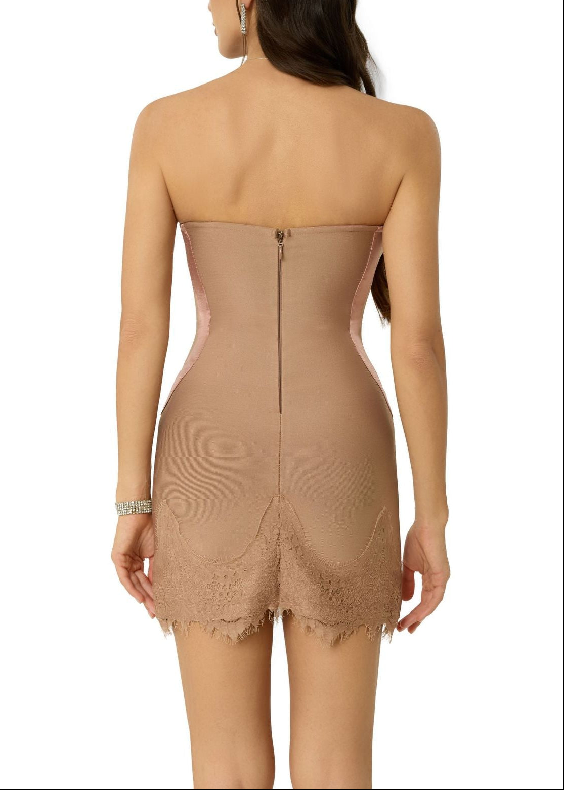 Domna Spaghetti Corset Lace Mini Dress In Blush