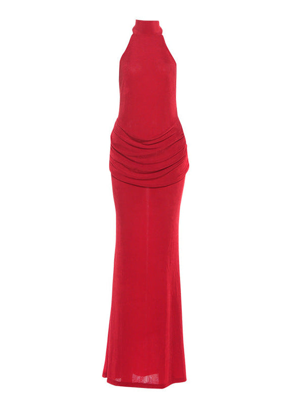 Dubravko Halter Neck Ruch Scarf Maxi Dress