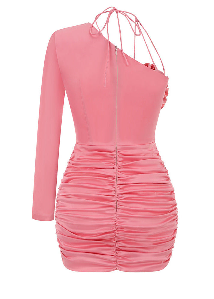 Echdonn Asymmetric Flower Cutout Mini Dress