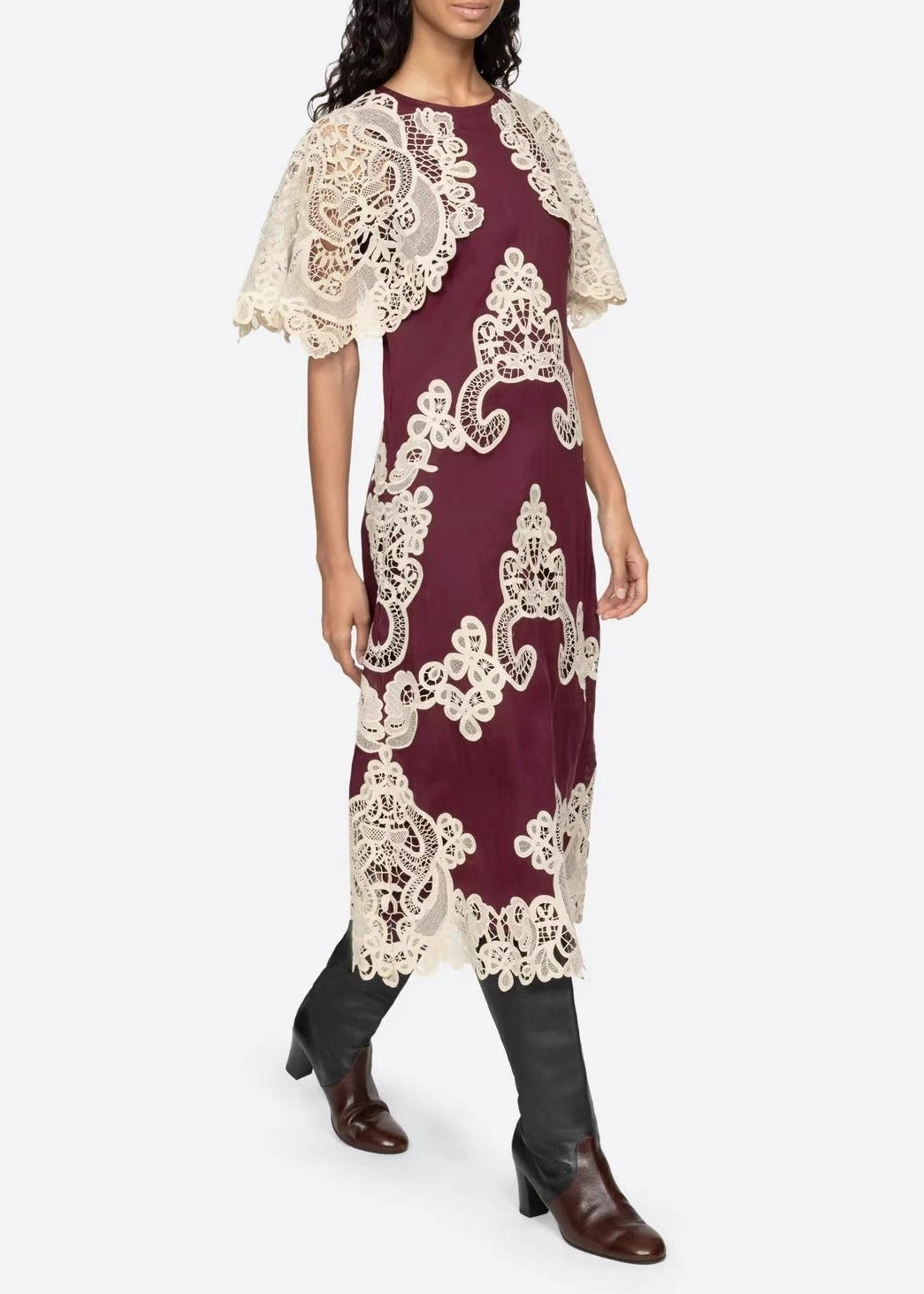 Emanuel Cochet Shawl Midi Dress In Red