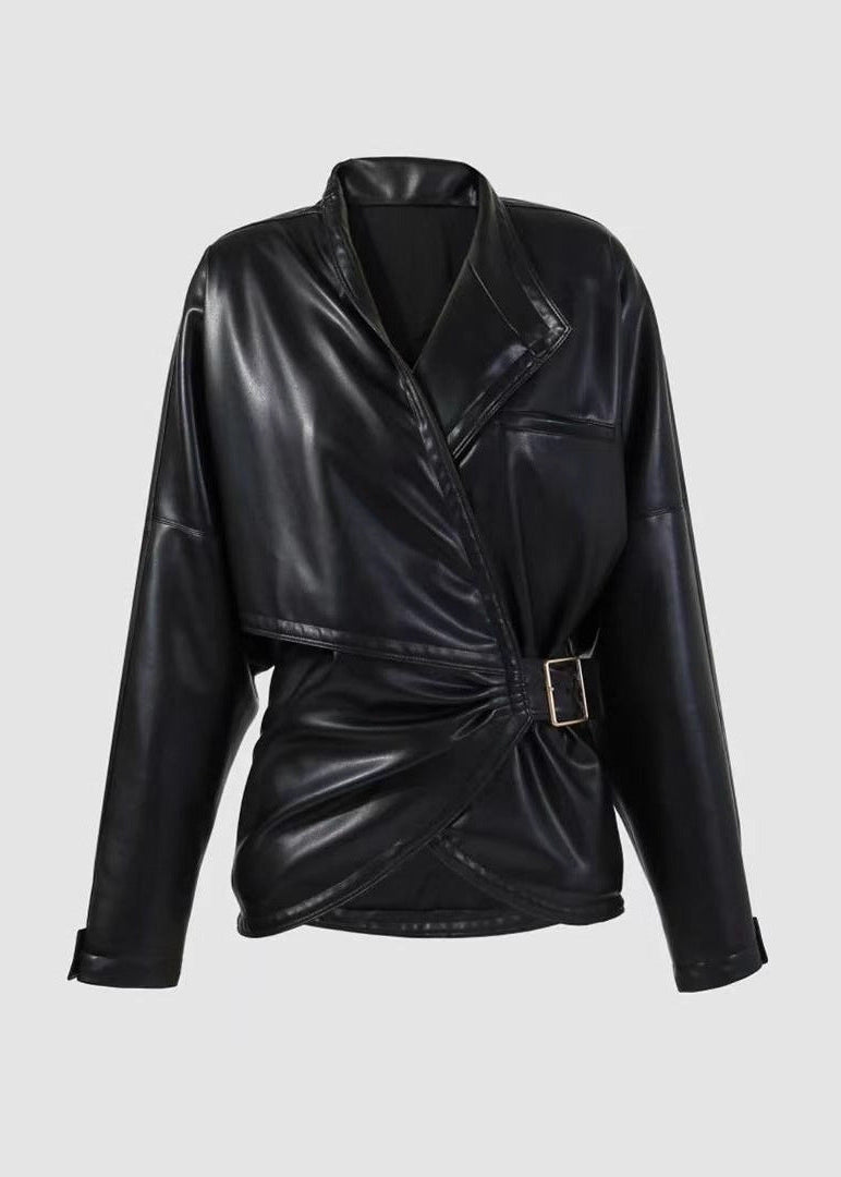 Cendrillon Asymmetric Leather Jacket
