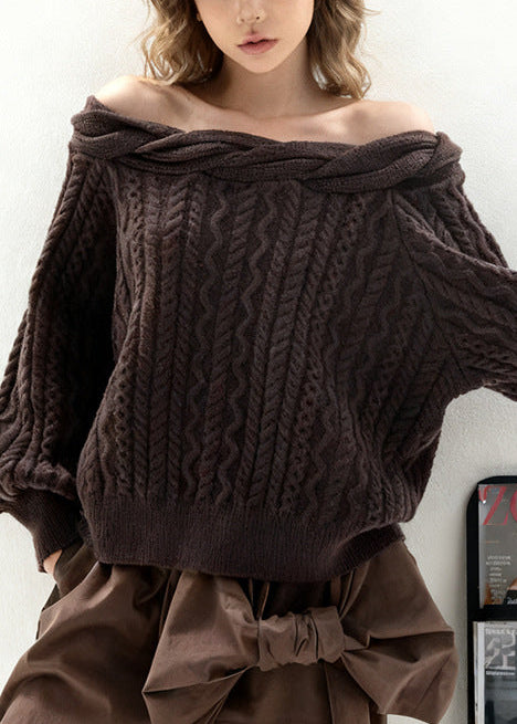 Eleazar Twist Knit Top In Brown
