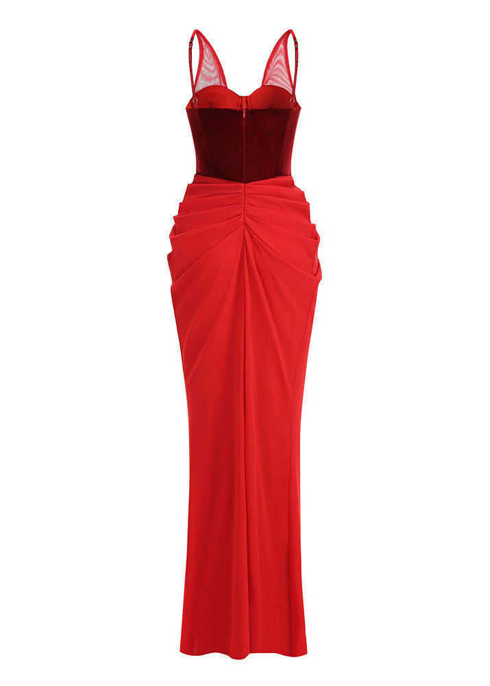 Ekain Mesh Ruch Maxi Dress