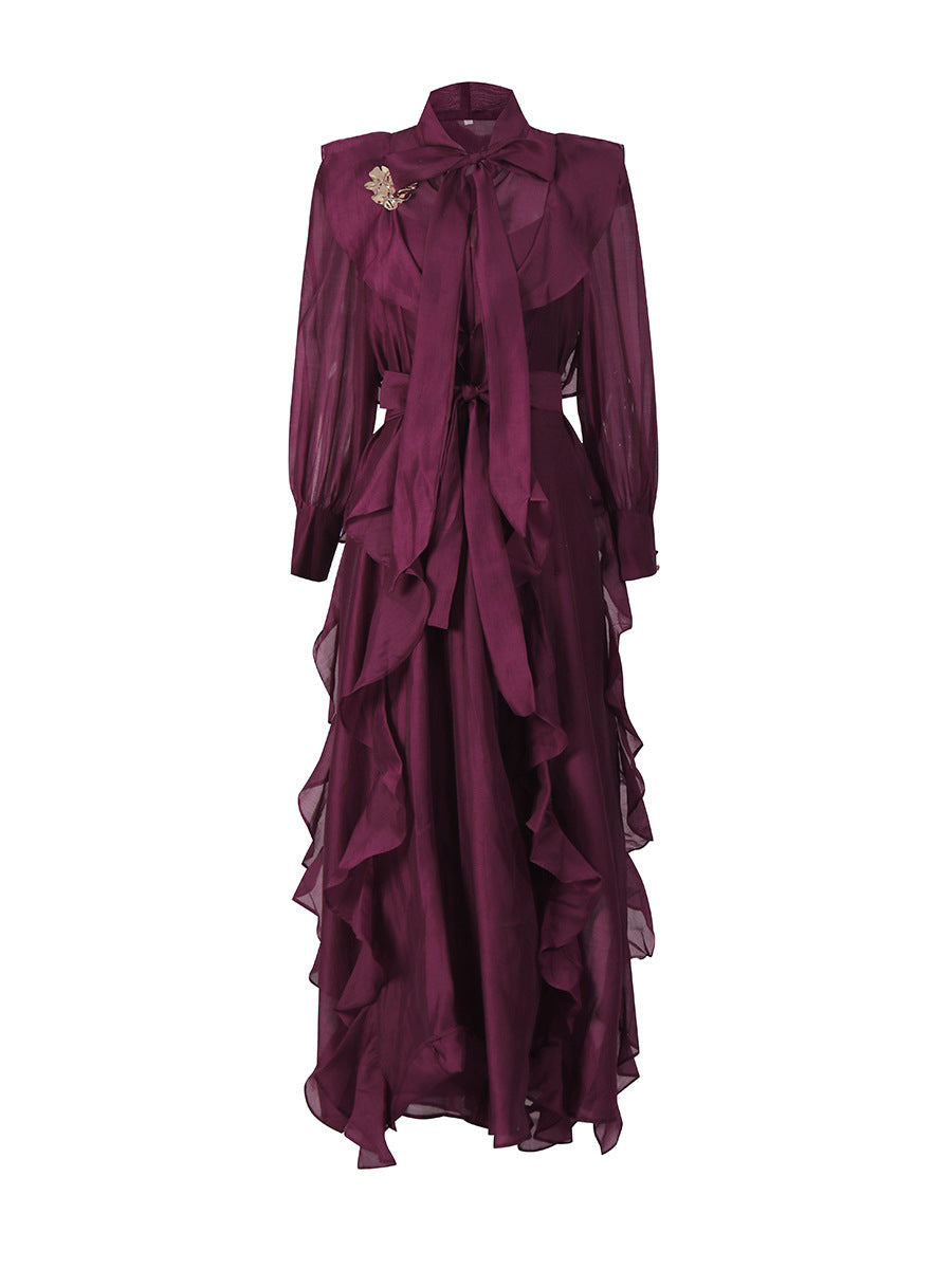 Darion Ruffle Maxi Dress In Purple
