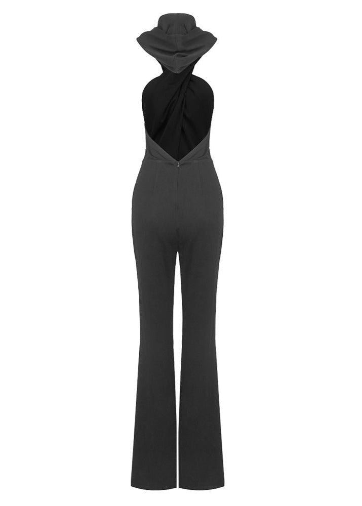 Aoko Cross Hooded Ruch Jumpsuit