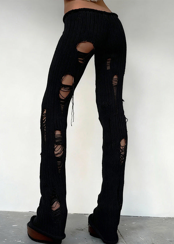 Egbert Ripped Knit Pants In Black