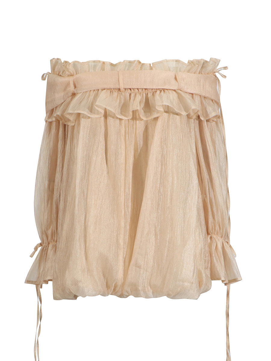 Bennett Off Shoulder Mesh Ruffle Top