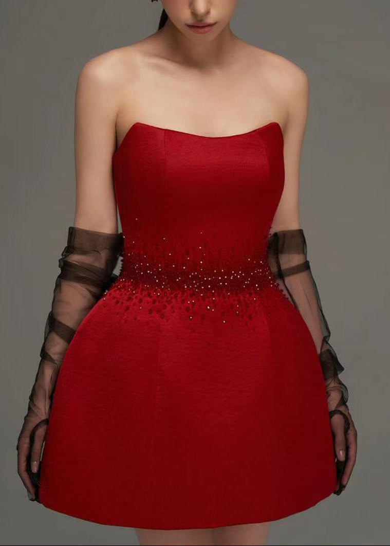 Darek Strapless Rhinestone Mini Dress