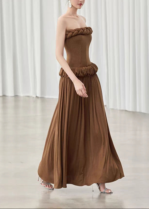 Faiga Strapless Twist Ruch Maxi Dress