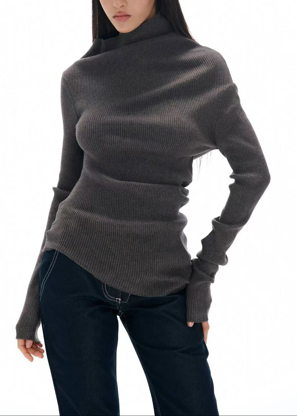 Dymitr Asymmetric Knit Top In Grey