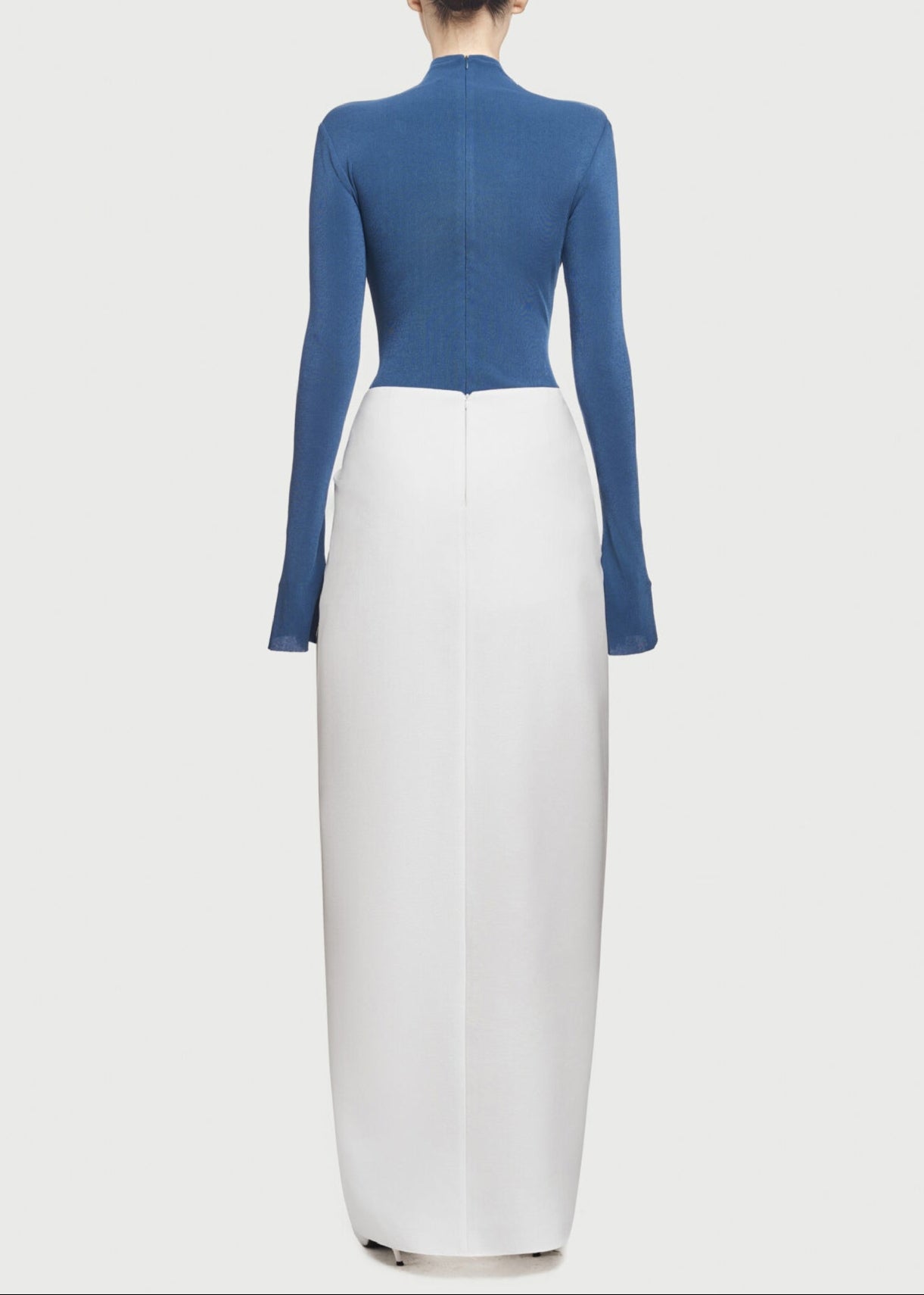 Ariane Bodycon Deconstruct Ruch Maxi Dress In Blue