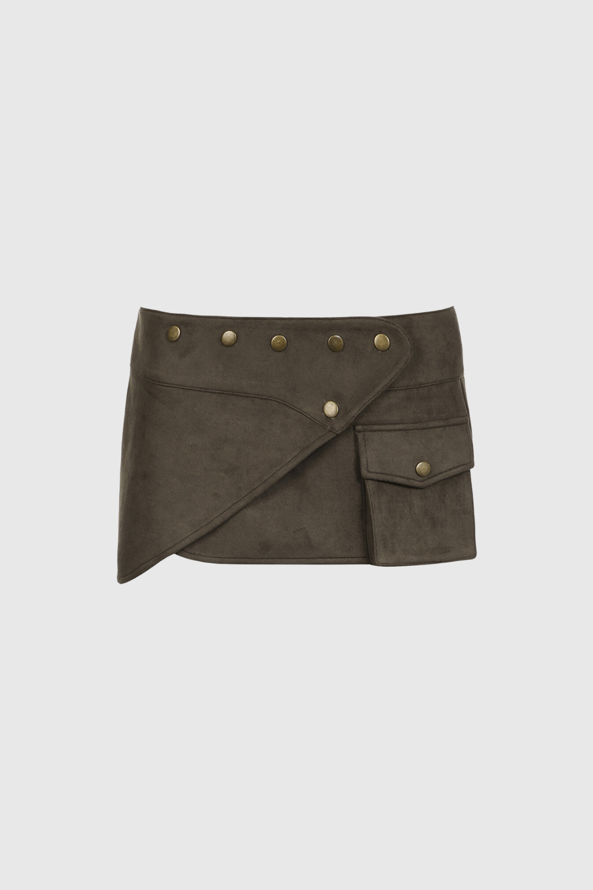 Afia Buckle Asymmetric Short Skirt