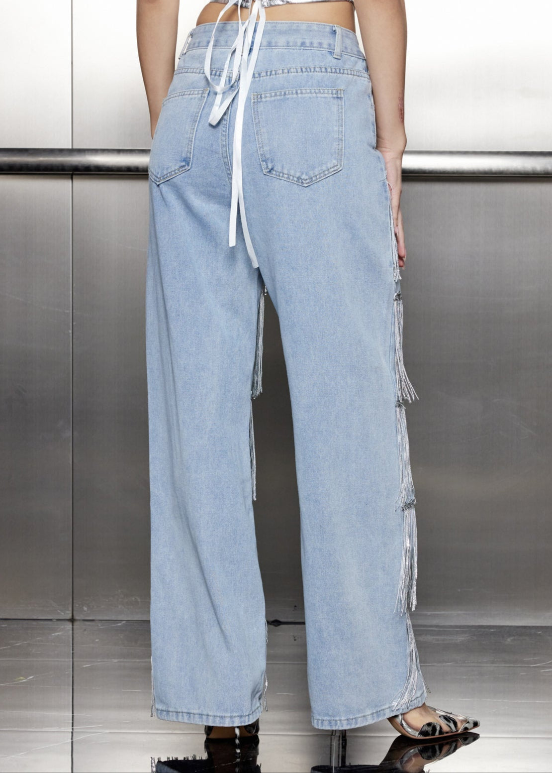 Adhara Sequin Chain Straight Jeans