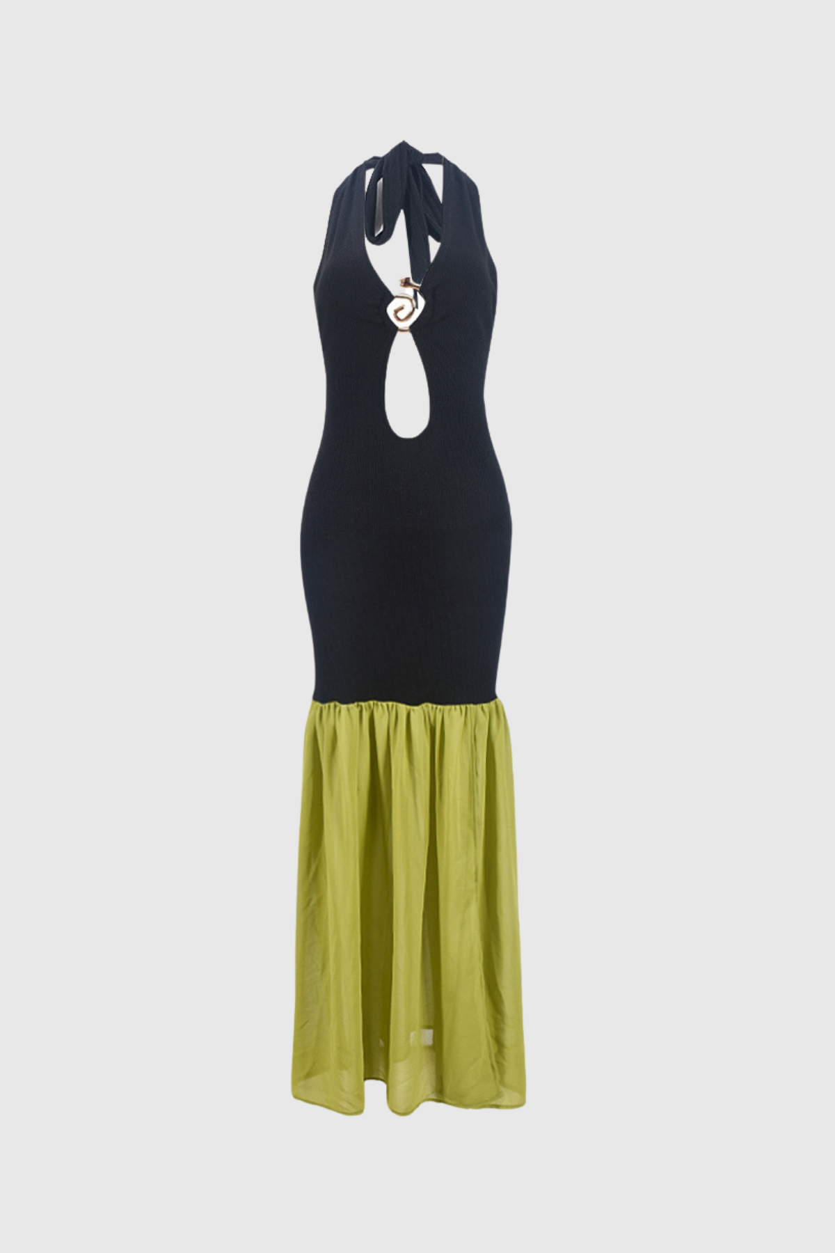 Anjelita Cutout Halter Neck Backless Split Maxi Dress