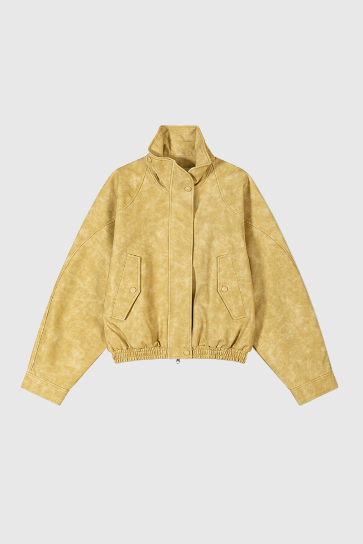 Antonio Stand Collar Leather Jacket In Yellow