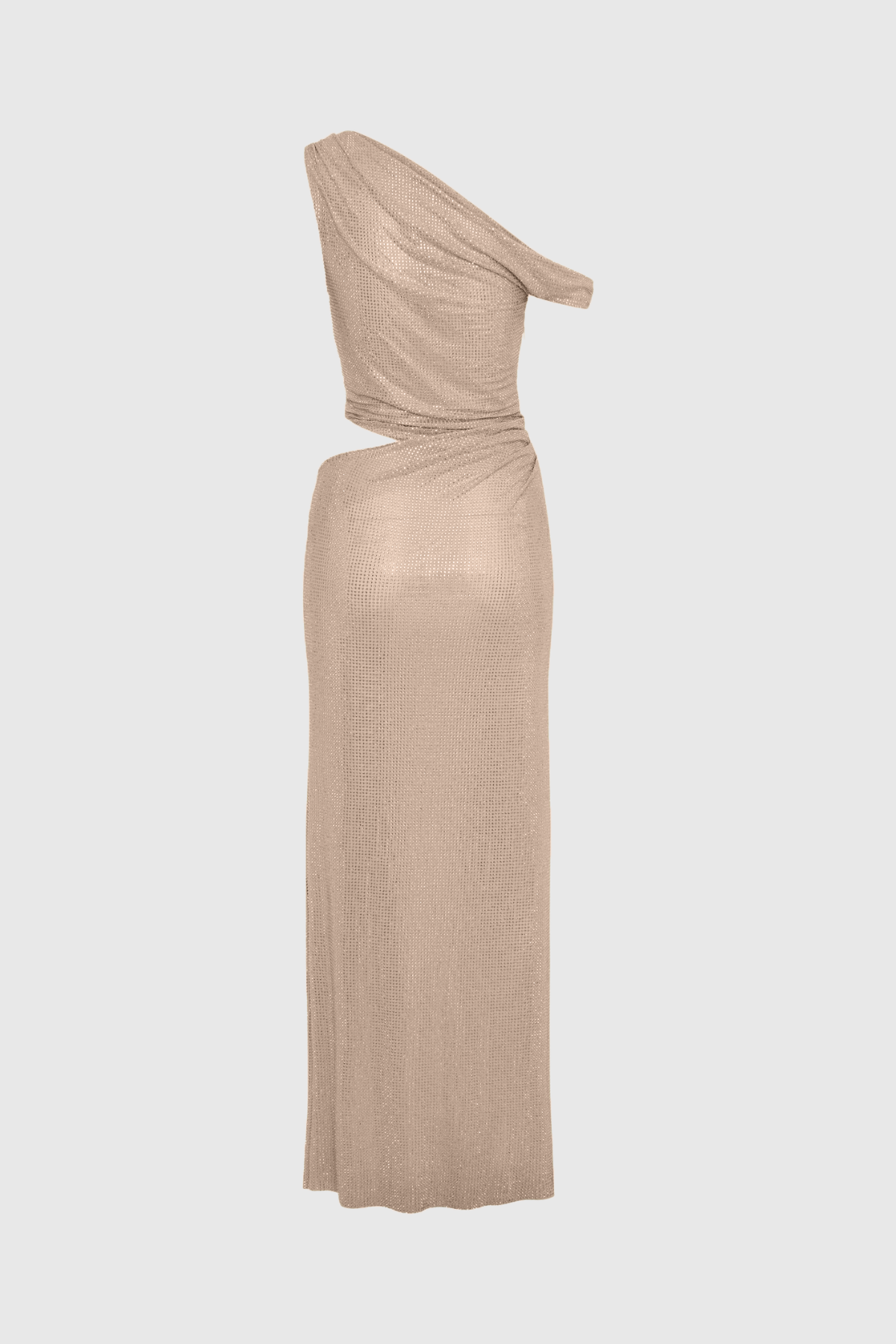 Emeka Diamante One Shoulder Dress In Apricot
