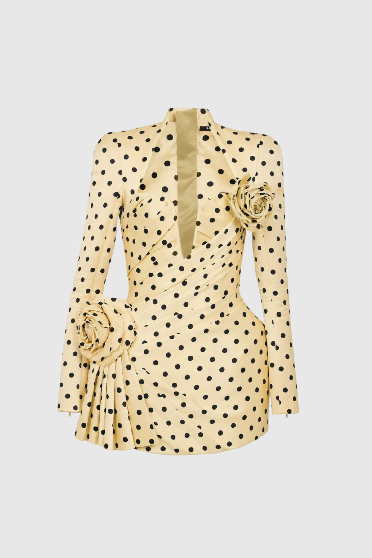 Bogusz Dot Flower Ruch Mini Dress In Yellow