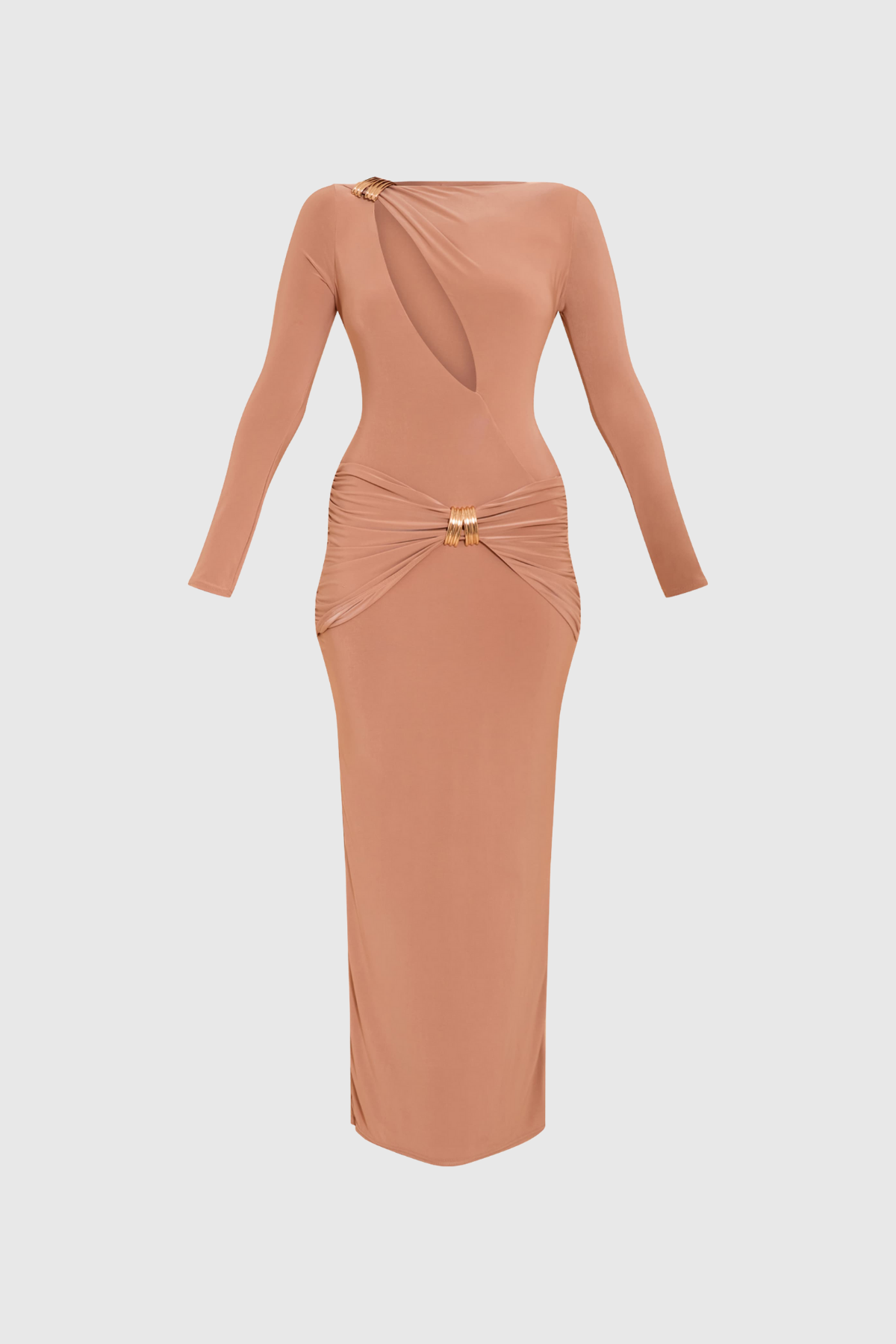 Denzel Bodycon Cutout Maxi Dress In Orange