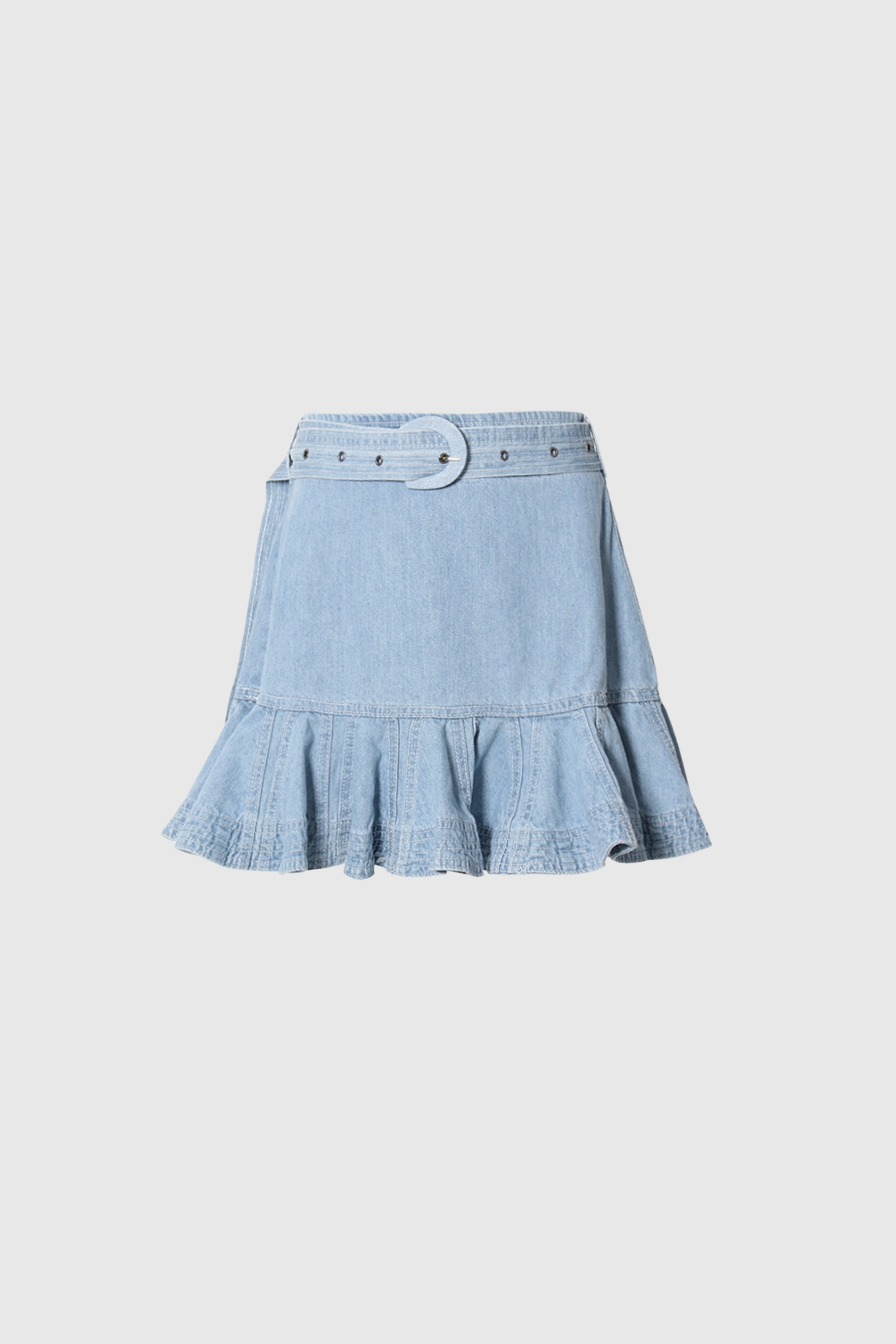 Drakon Ruffle Denim Mini Skirt