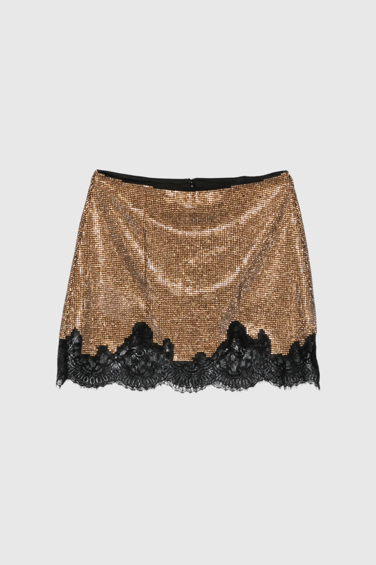 Dzhokhar Deconstruct Rhinestone Lace Mini Skirt
