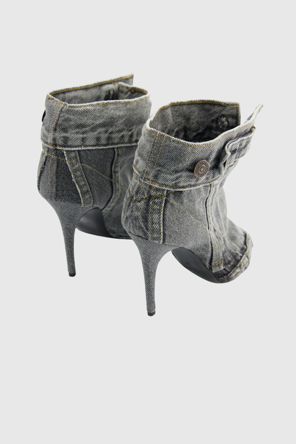 Emiko Denim Button Fish Mouth Sandal Boots
