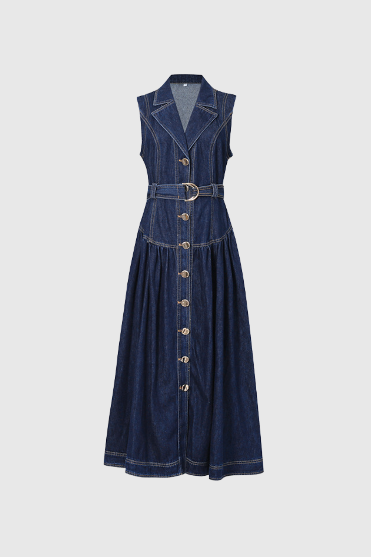 Farshid Sleeveless Denim Midi Dress In Blue
