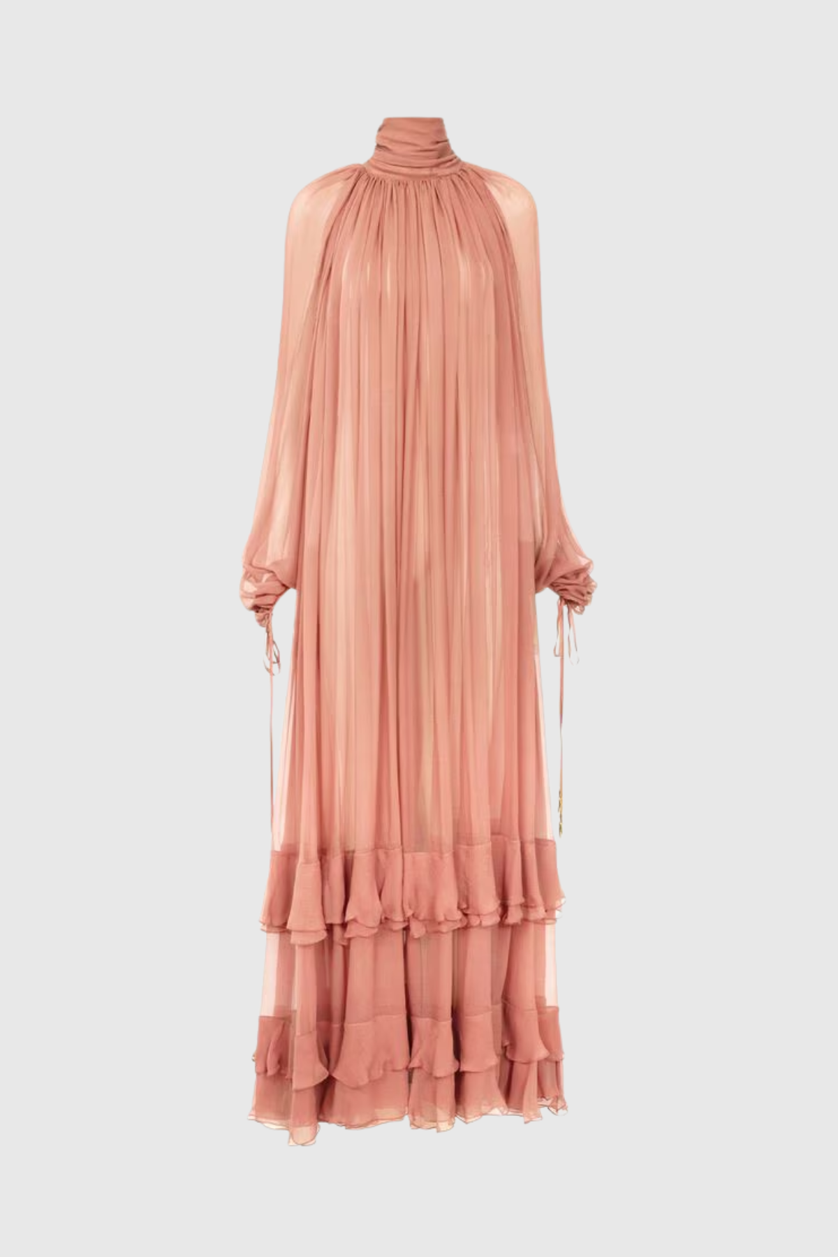 Flamur High Neck Mesh Tiered Maxi Dress