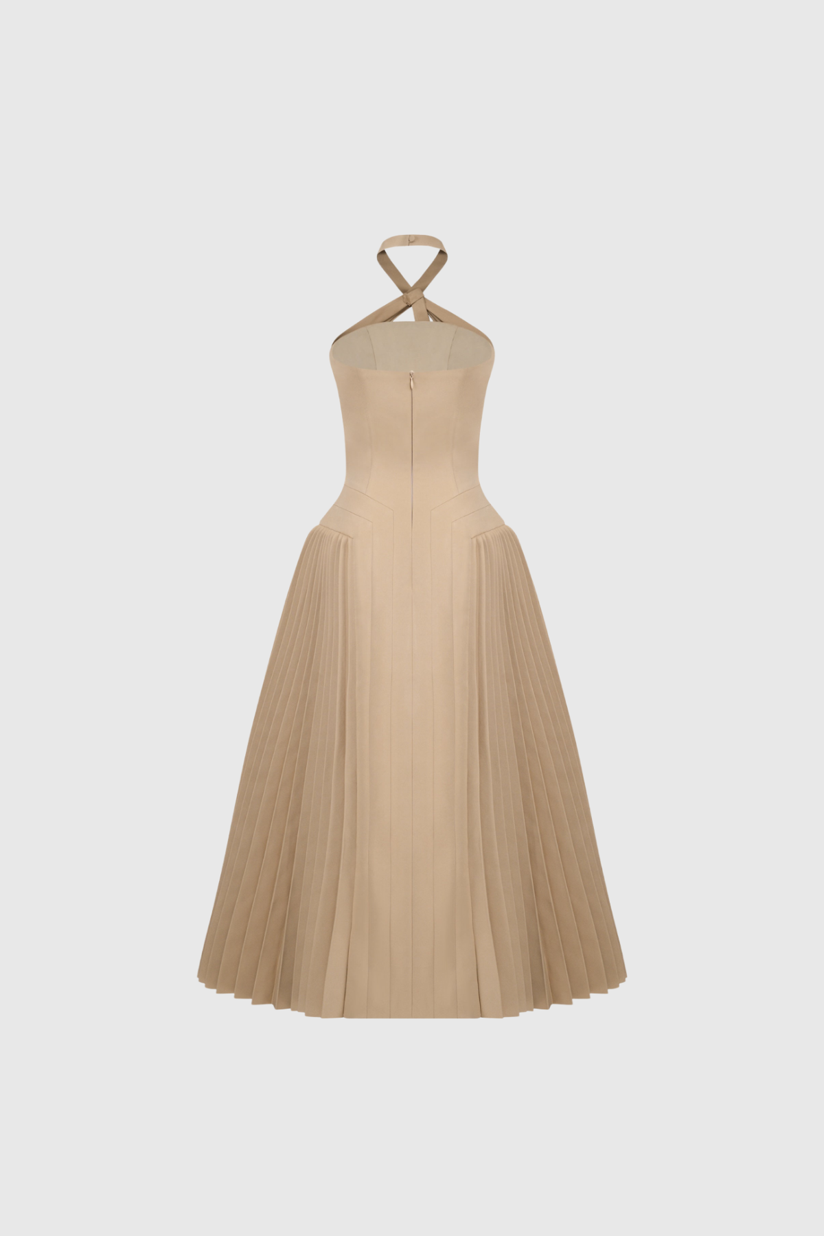Fariba Halter Neck Pleated Maxi Dress