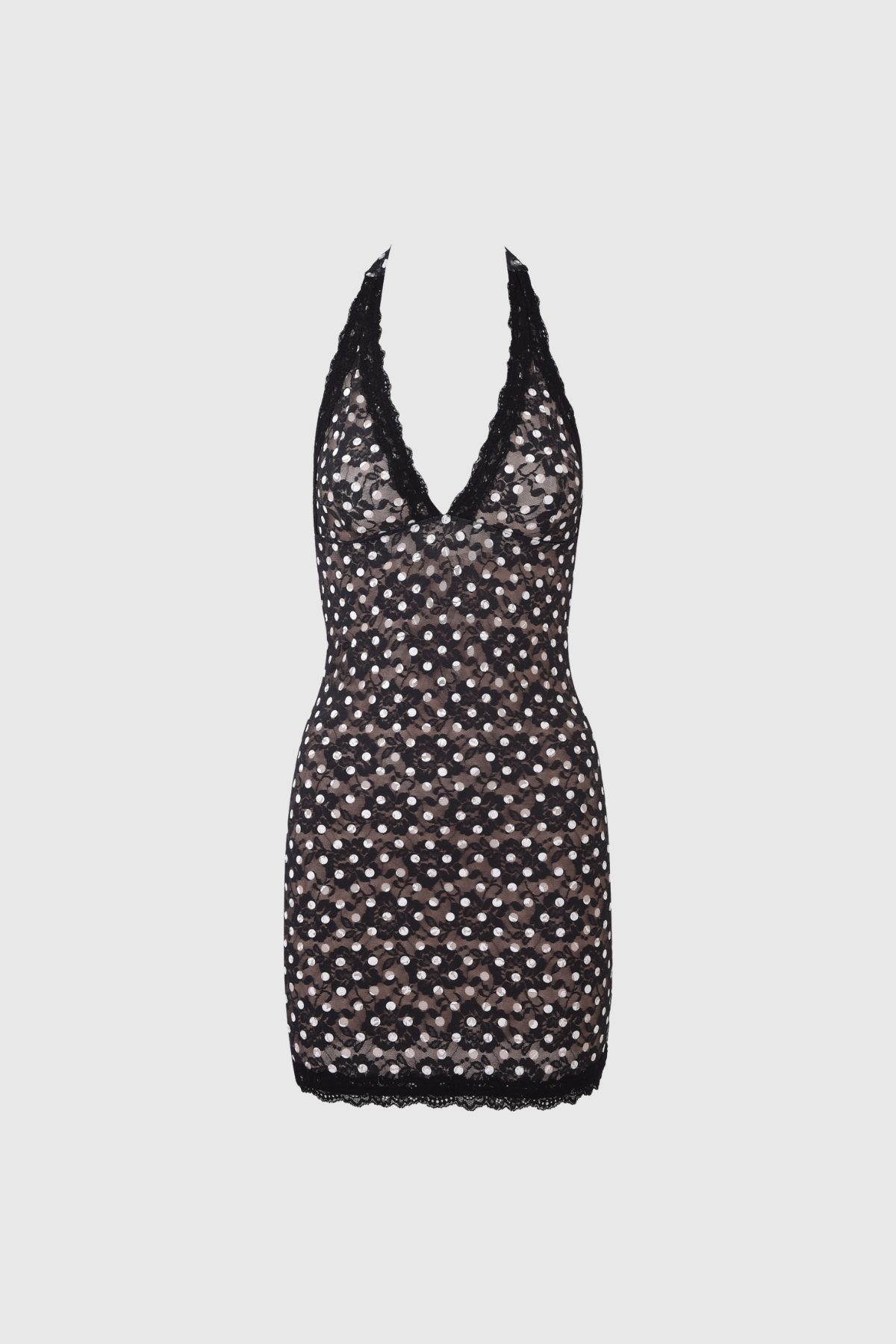 Endla Halter Neck Dot Mini Dress