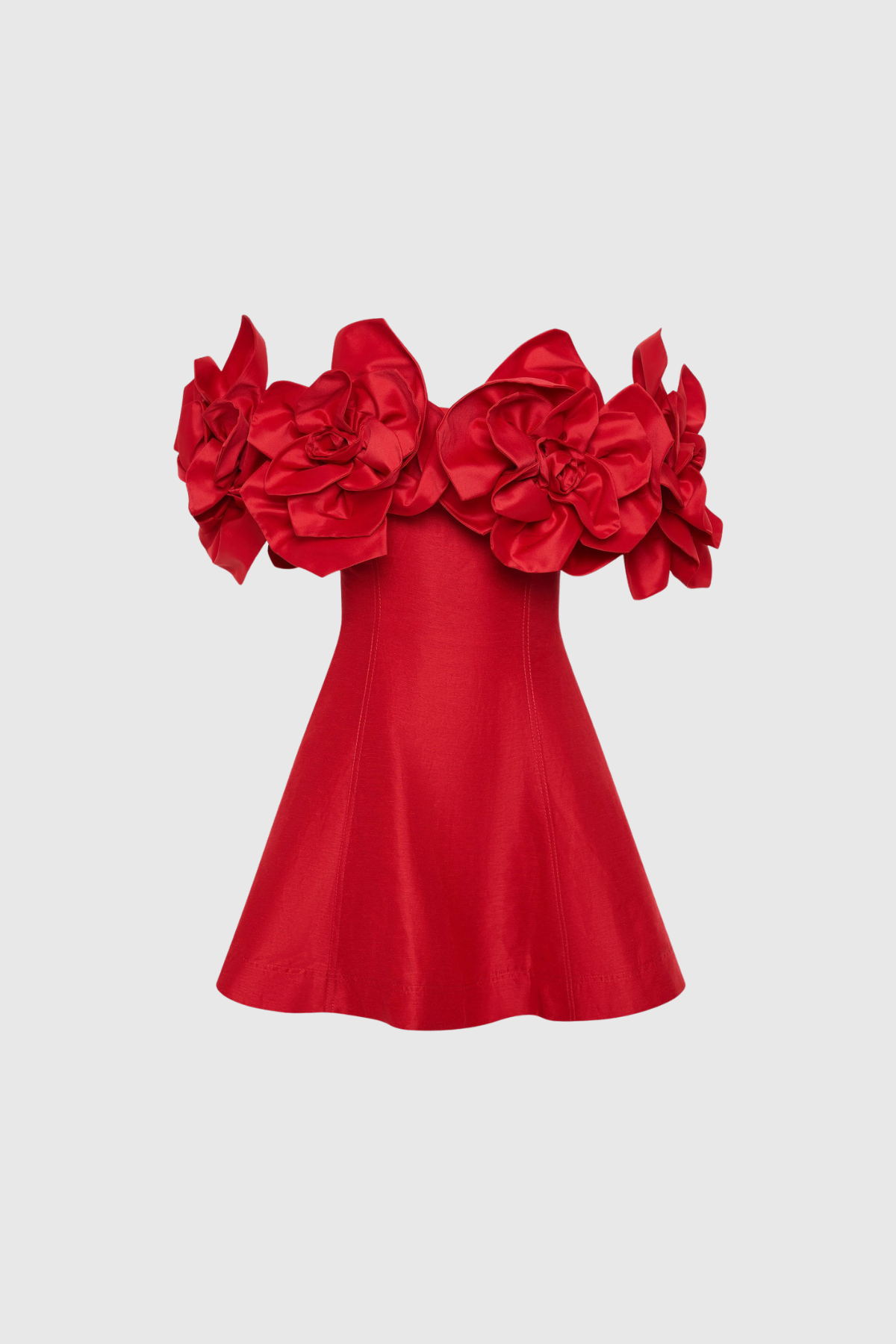 Fitzwilliam Flower Off Shoulder Mini Dress In Red
