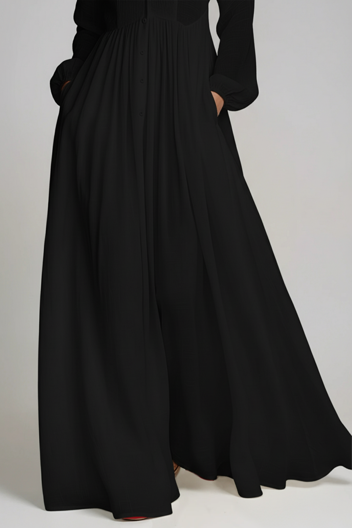 Flaithri Plunge Ruch Maxi Dress In Black
