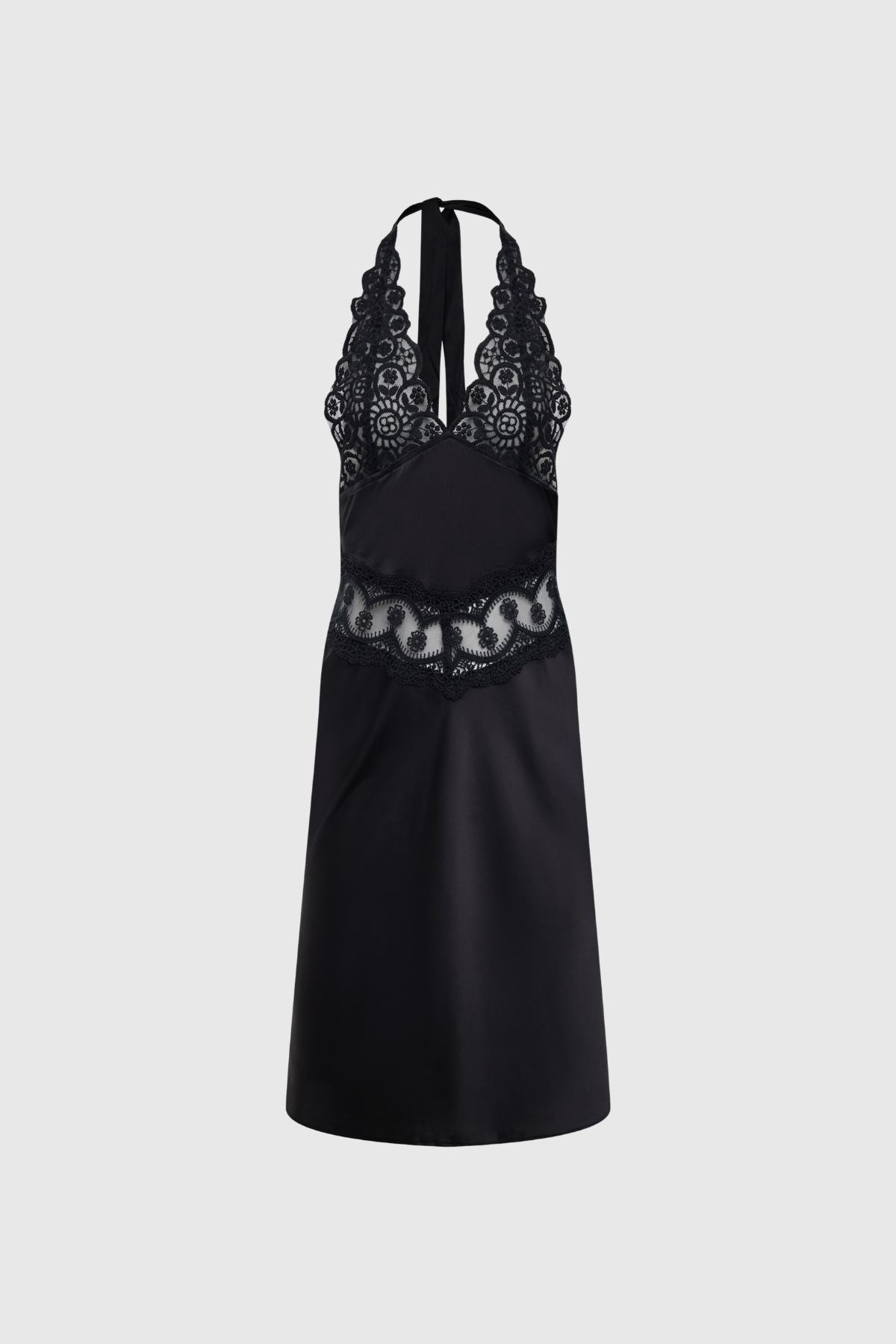 Flaviano Halter Neck Lace Midi Dress In Black