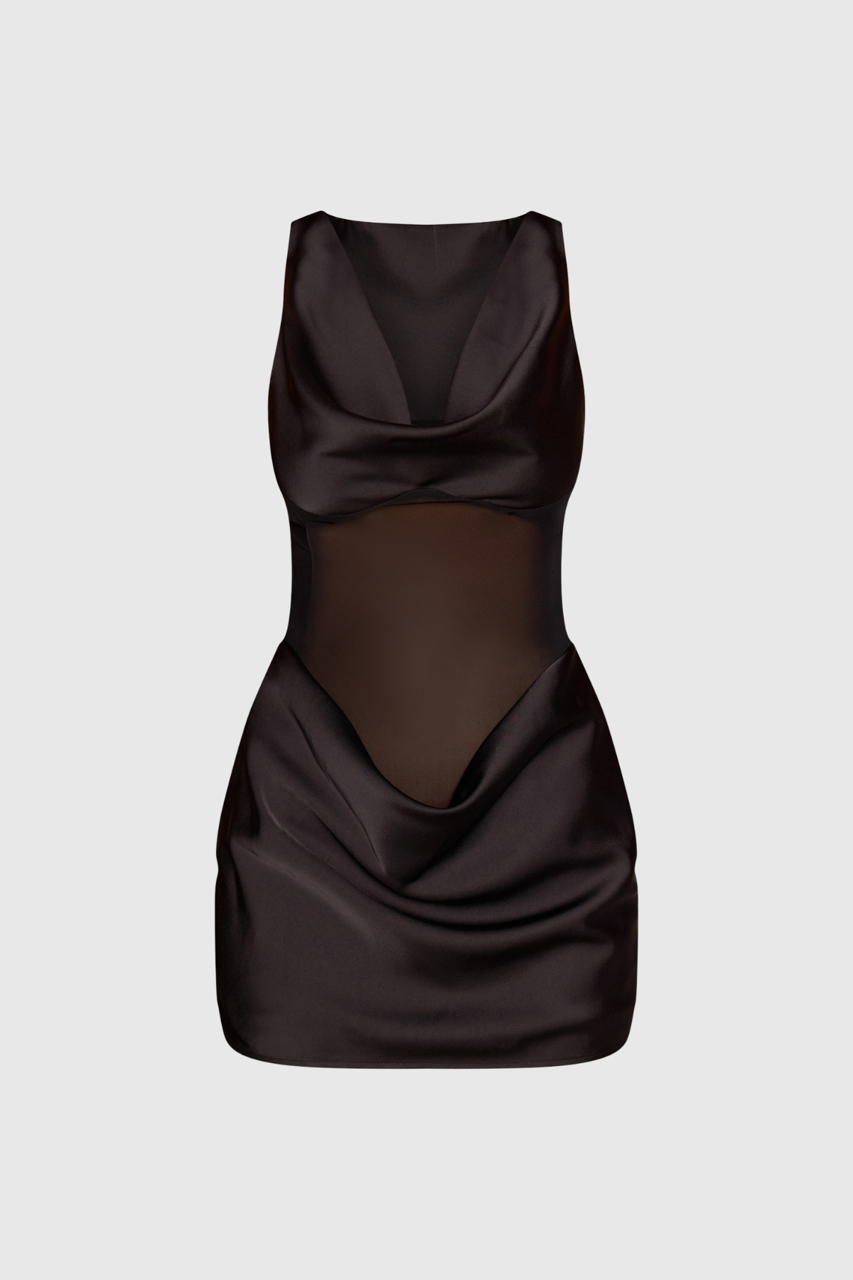 Floriano Satin Draped Mesh Mini Dress