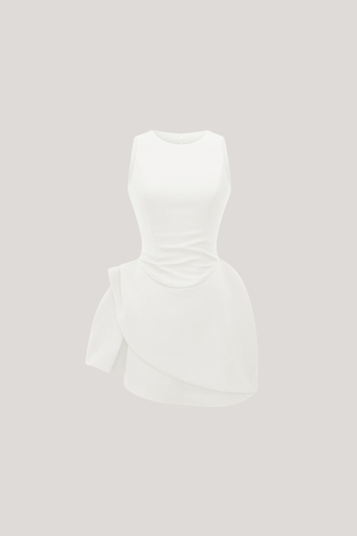 Dzsenifer Sleeveless Asymmetric Mini Dress In White