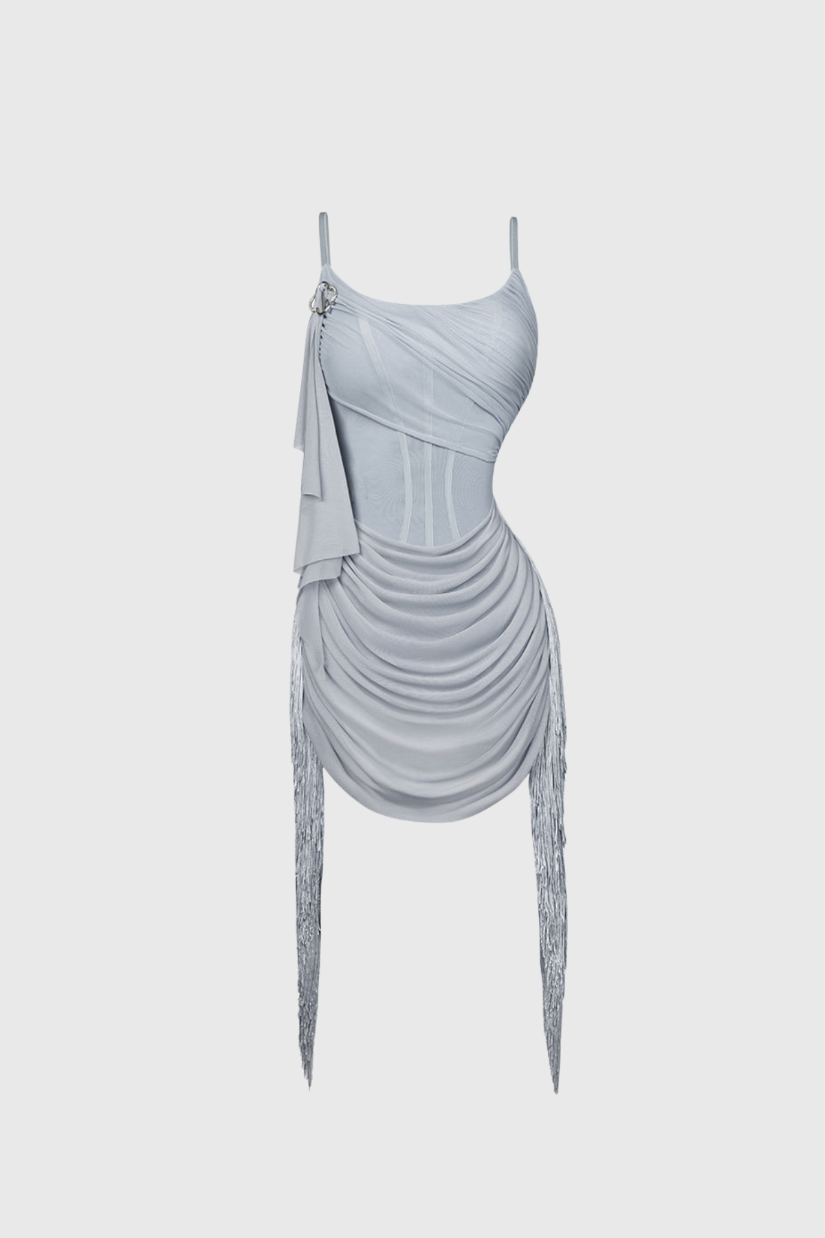Kirtana Spaghetti Mesh Fringe Mini Dress
