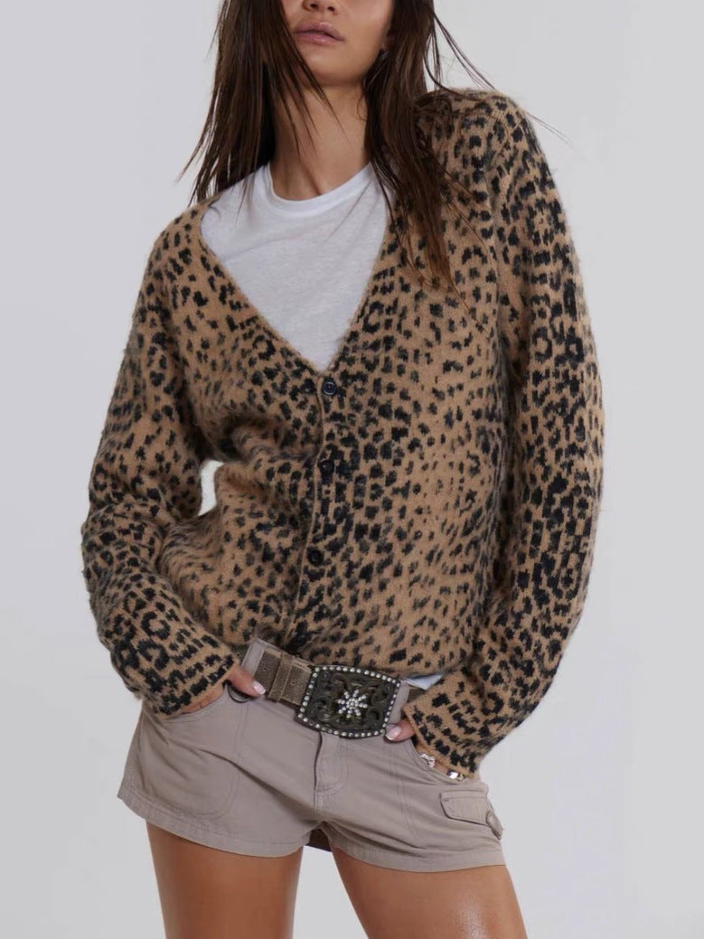 Belita Leopard Plunge Knit Jacket