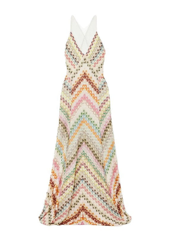 Dariy Spaghetti Backless Maxi Dress In Apricot