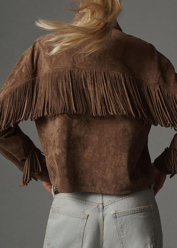 Anisa Fringe Suede Short Jacket